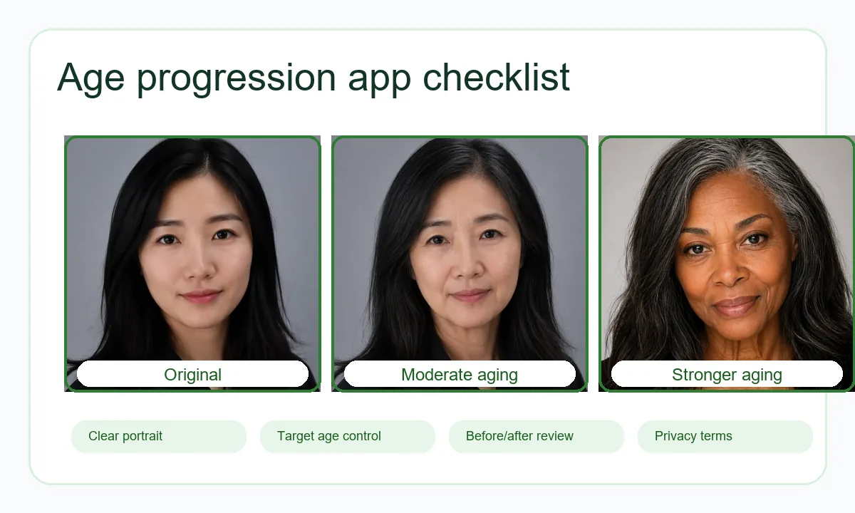 Comparison checklist for choosing age progression apps and websites
